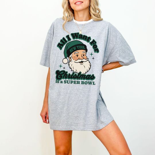 Discover New York Football Christmas Super Bowl T-Shirt, Retro Jet Football Tee, Holiday Football Fan Shirt, Festive Sports Apparel, Santa Shirt
