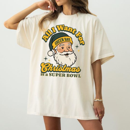 Discover Green Bay Football Christmas Super Bowl T-Shirt, Retro Packer Football Tee, Holiday Football Fan Shirt, Festive Sports Apparel, Santa Shirt