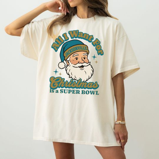 Discover Jacksonville Football Christmas Super Bowl T-Shirt, Retro Jaguar Football Tee, Holiday Football Fan Shirt, Festive Sports Apparel, Santa Tee
