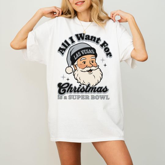 Discover Las Vegas Football Christmas Super Bowl T-Shirt, Retro Raider Football Tee, Holiday Football Fan Shirt, Festive Sports Apparel, Santa Shirt