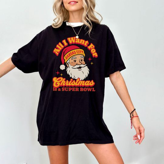 Kansas City Football Christmas Super Bowl T-Shirt, Retro Chief Football Tee, Holiday Football Fan Shirt, Festive Sports Apparel, Santa Shirt