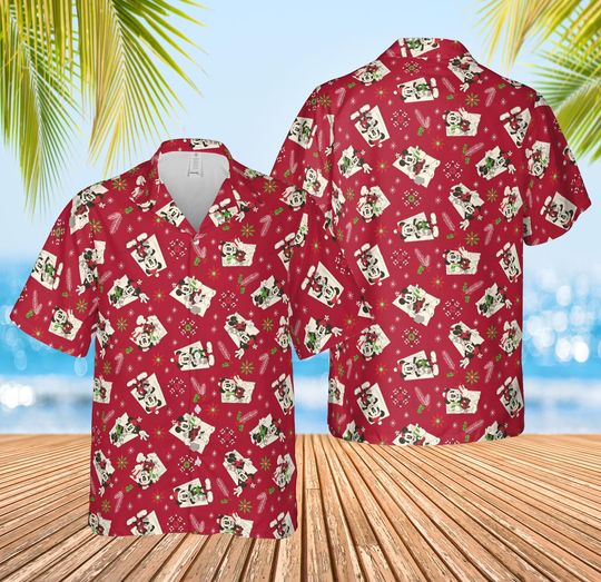 Discover Mickey Mouse Christmas Hawaiian Shirt, Mickeys Very Merry Christmas Party Button Shirt, Mickey Candy Xmas Holiday Hawaii Shirt