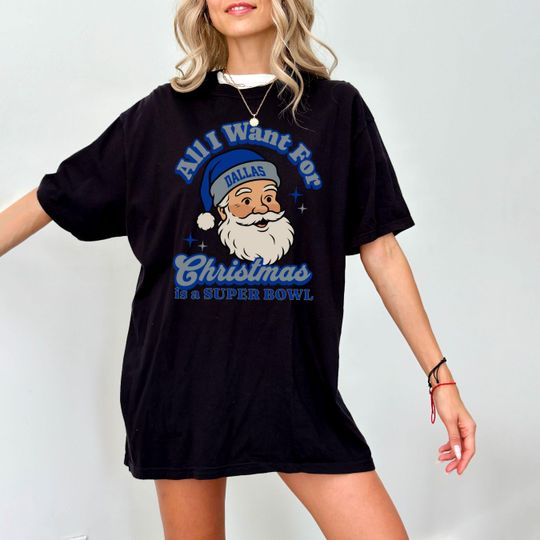 Discover Dallas Football Christmas Super Bowl T-Shirt, Retro Cowboy Football Tee, Holiday Football Fan Shirt, Festive Sports Apparel, Santa Shirt