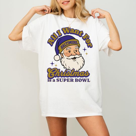 Discover Baltimore Football Christmas Super Bowl T-Shirt, Retro Raven Football Tee, Holiday Football Fan Shirt, Festive Sports Apparel, Santa Shirt