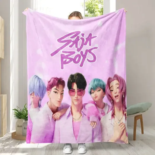 Saja Boys Merry Christmas Blanket Kpop Demon Hunter Fleece Blanket Huntrix