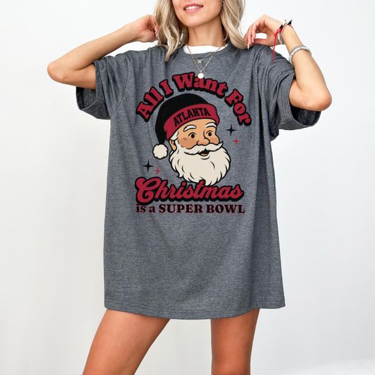 Discover Atlanta Football Christmas Super Bowl T-Shirt, Retro Falcon Football Tee, Holiday Football Fan Shirt, Festive Sports Apparel, Santa Shirt