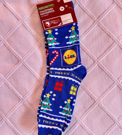 Discover LIDL  1 x Pair Christmas Noel Navidad Socks Calcetines -   (blue or red)