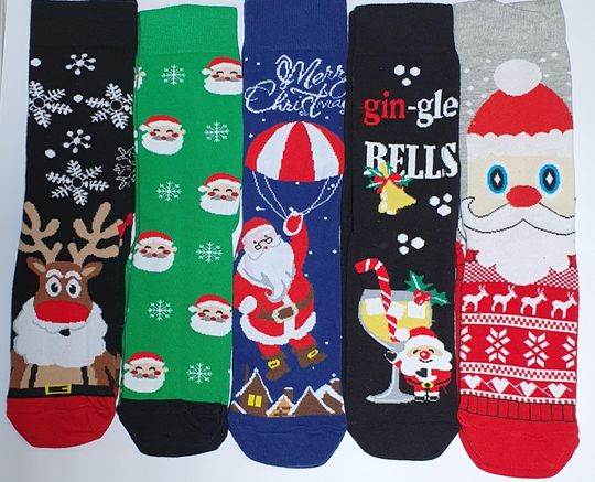 Discover Christmas Socks 1 Pair Funny Designs Size 3 - 8 (Eur 36 - 42)