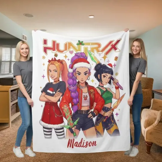 Discover Huntrix Blanket, K Pop Demon Hunters Merch, Kpop Demon Hunters Fleece Blanket