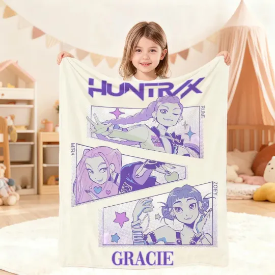 Discover Personalized Cozy Kpop Demon Hunters Blanket With Name Custom Fleece Blanket