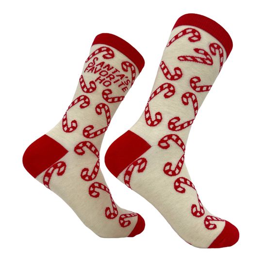 Discover Santa's Favorite Ho, Ho Ho Ho Socks, Christmas Socks, Funny Socks, Festive Socks, Candy Cane Socks, Offensive Christmas Socks, Red and White