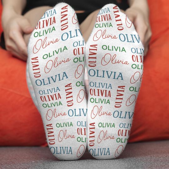 Discover Collage Name Personalized Socks, Custom Christmas Socks, Stocking Stuffer for Teens, Secret Santa Gift for Men Women, Stocking Fillers