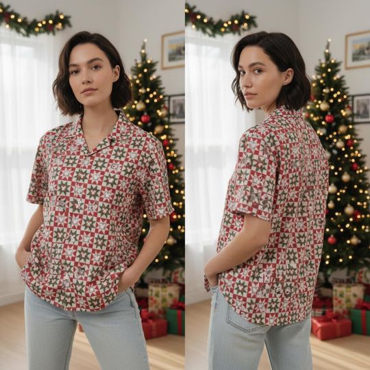 Discover Funny Mickey Mouse Xmas Patchwork Hawaii Shirt, Disney Holiday Hawaiian Shirt, Mickey's Merry Party Tee