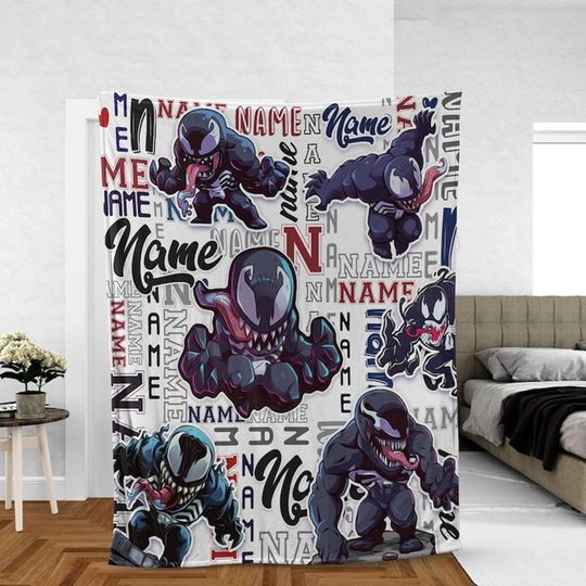Personalized Venom Fleece Blanket, Superhero Spiderman Throw, Housewarming Gift, Birthday Gift for Him and Her