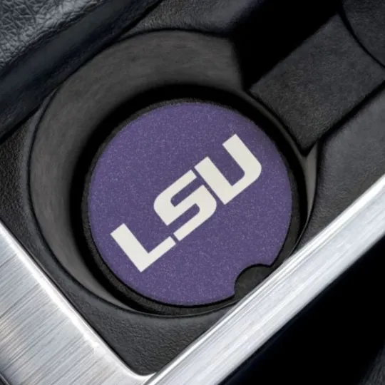 Discover LSU Tigers Car Coaster – NCAA College Football Cup Holder Insert for Car Decor