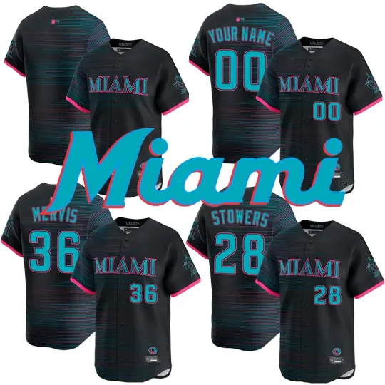 Men's Marlins Black 2025 City Connect  Jersey