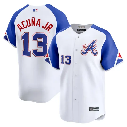Discover Men's Ronald Acuña Jr. City Connect  Player All Stitched Jersey #13 White