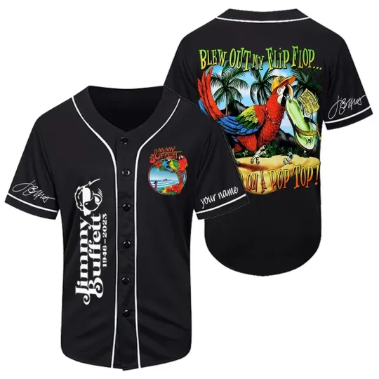 New Customized Jimmy Buffett Black Margaritaville 3D Baseball Jersey