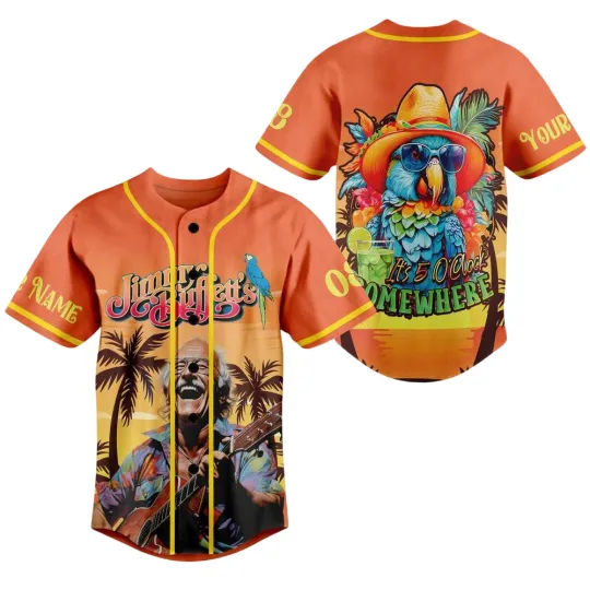 Jimmy Buffett It’s 5 O’clock Somewhere Custom Name Baseball Jersey