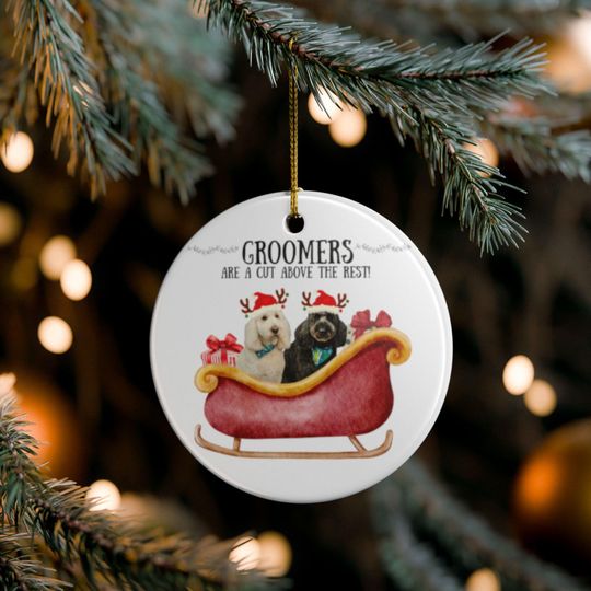 Discover Dog Groomer Christmas Ornament: Festive Ceramic Holiday Decor