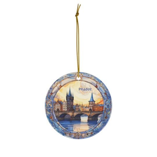 Discover Prague, Czech Republic, Charles Bridge, Travel Print Ceramic Ornament, Christmas Decor, Christmas Dcor, Christmas Tree Decor
