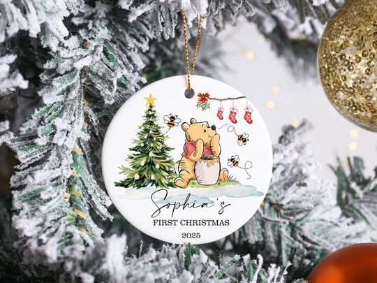 Discover Custom Baby's First Christmas Baubles,Custom Keepsake Christmas Ornament, New Baby Gifts,Christmas Tree Decor,Classic Pooh Keepsake