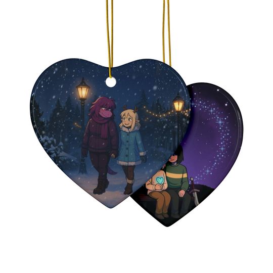 Deltarune Fan Art Ceramic Ornament - Double-Sided Christmas Decoration