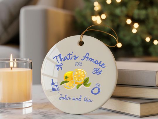 Discover Custom Italian Engagement Ornament Personalized Ceramic Christmas Ornament Wedding Date Engaged Thats Amore Italy Gift Xmas Married Present