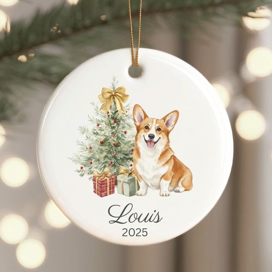 Discover Personalized Corgi Christmas Ornament: Custom Corgi Watercolor Christmas Keepsake 2025, Dog Vintage Style Holiday Decor