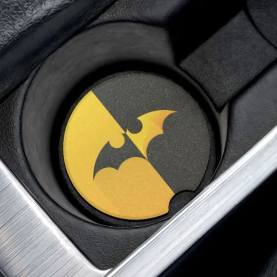 Discover Batman Split Logo Soapstone Car Coaster – DC Comics Cup Holder Insert for Car