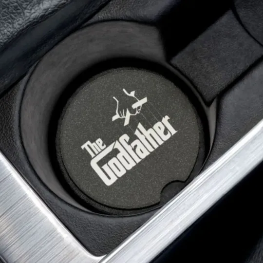 Discover The Godfather Logo Soapstone Car Coaster – Movie Cup Holder Insert for Car