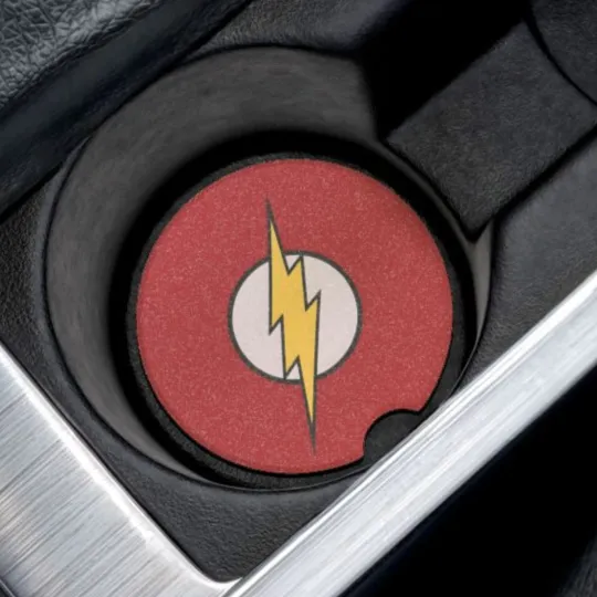 Discover The Flash Logo Soapstone Car Coaster – DC Comics Cup Holder Insert for Car