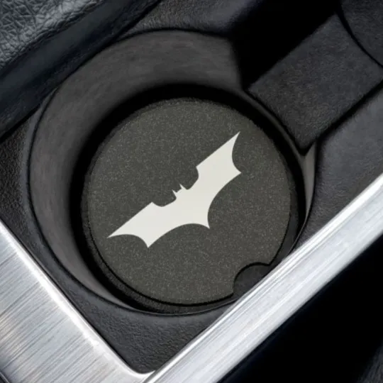 Batman Logo Soapstone Car Coaster – DC Comics Cup Holder Insert for Car Decor