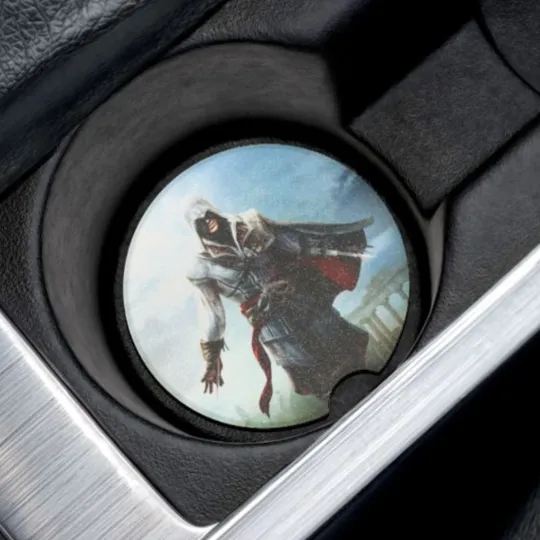 Discover Assassin’s Creed Ezio Soapstone Car Coaster – Gaming Cup Holder Insert