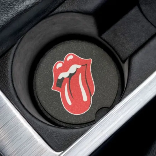 Discover Rolling Stones Soapstone Car Coaster – Rock Band Cup Holder Insert for Car Decor
