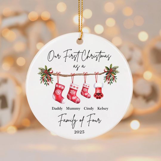 Discover Personalised Family Of 2 3 4 5 6 Christmas Ornament 2025, First Christmas Ornament , Baby First Christmas Tree Ornament