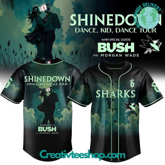 San Jose Shark x shine down Dance Kid Dance Tour 2025 Baseball Jersey