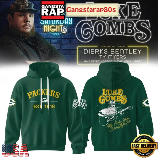 Discover Green Bay x Lukee Comb My Kinda Saturday Night Tour Green 3D Hoodie