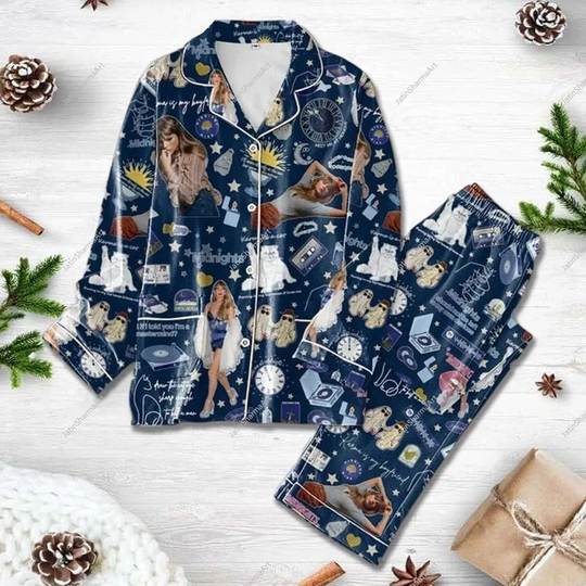 Discover Ears Tour Women Pajamas Set 1989 Blue Thick Sleepwear
