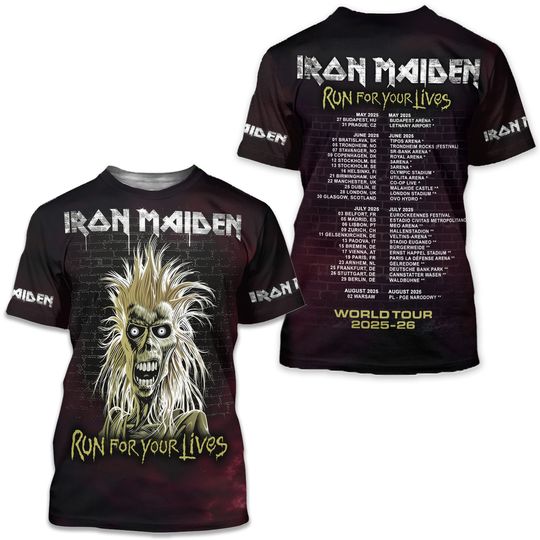 Iron Maiden Inspired Run For Your Lives World Tour 2025 – Licensed 3D T-Shirt
