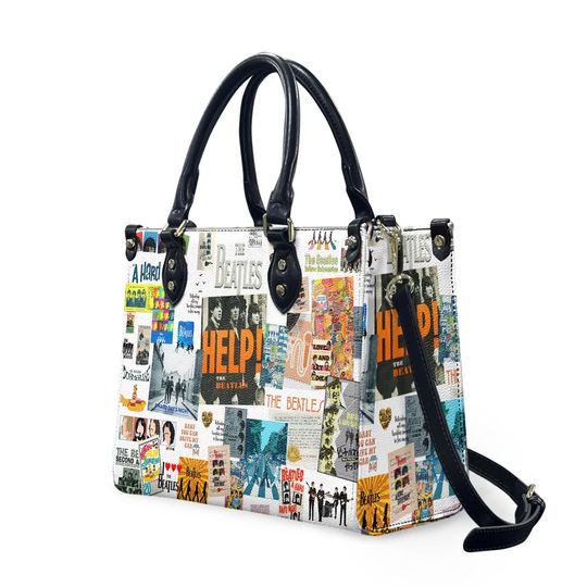 The Beatles Music Leather Handbag, The Beatles Wallet, Custom Leather Bag, Rock Band Lover Handbag, Personalized Bag, Gift For Fan