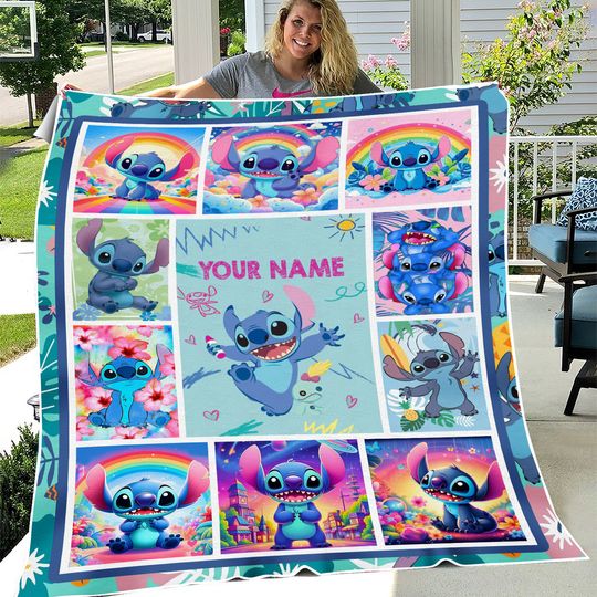 Personalized Stitch Blanket Lilo Stitch Blanket Stitch Birthday Gifts Angel Stitch Christmas Gifts For Kids