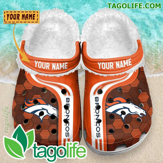 Denver Broncos Personalized Crocs Fuzzy Clogs