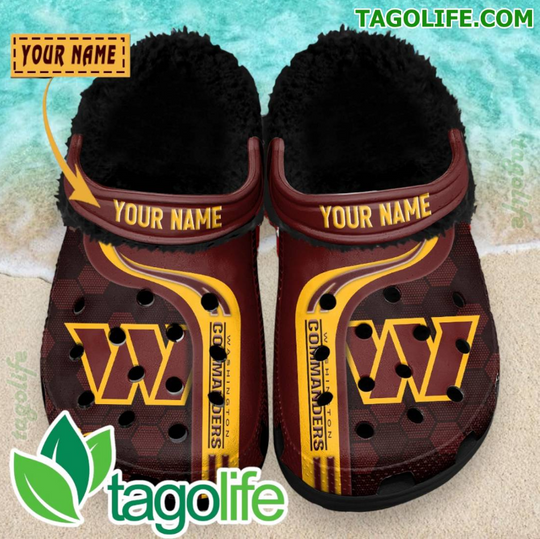 Washington Commanders Personalized Crocs Fuzzy Clogs