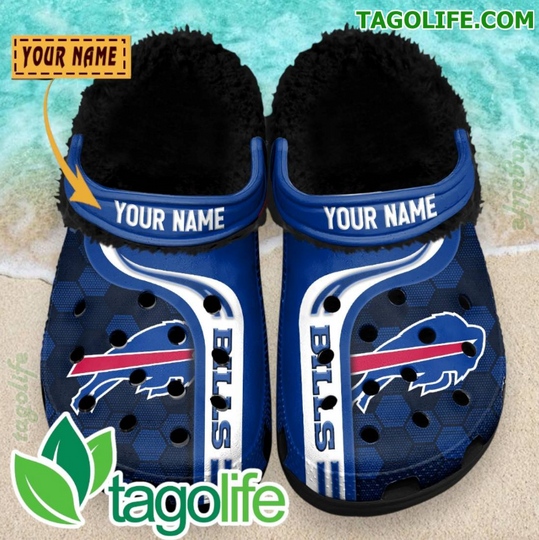 Buffalo Bills Personalized Crocs Fuzzy Clogs