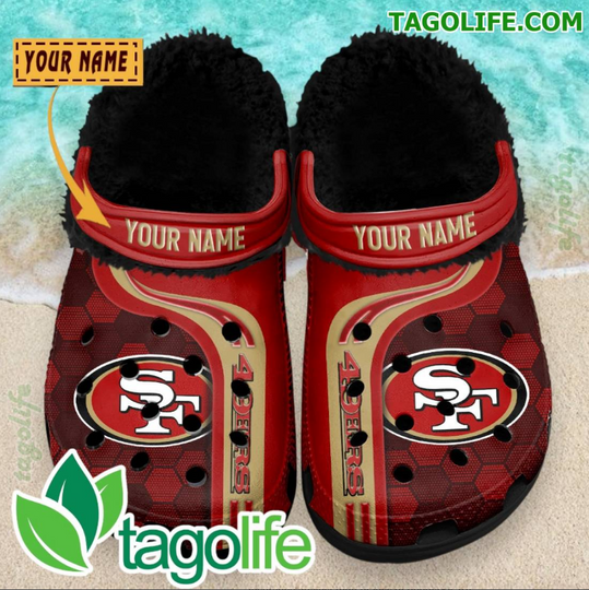 San Francisco 49ers Personalized Crocs Fuzzy Clogs