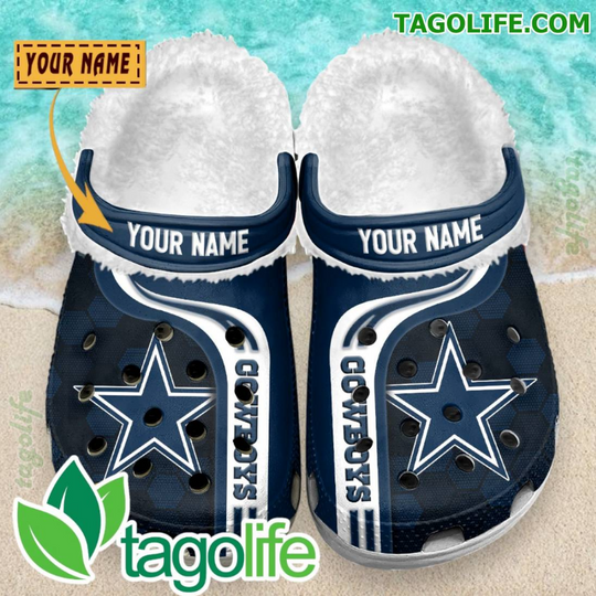 Dallas Cowboys Personalized Crocs Fuzzy Clogs
