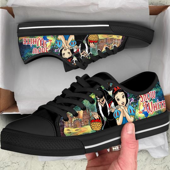 Snow White Low Top Shoes Sneakers, Snow White Princess Shoes