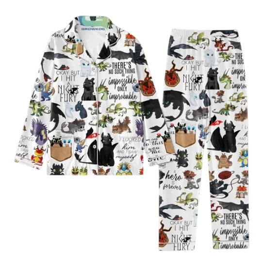 Discover How to Train Your Dragon Adult Pajama Set with Impossibility Quote