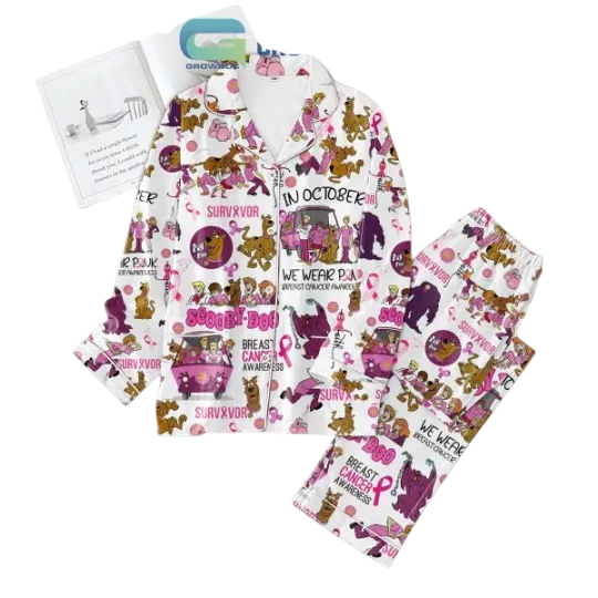 Scooby Doo October We Wear Pink Adult Pajamas Set